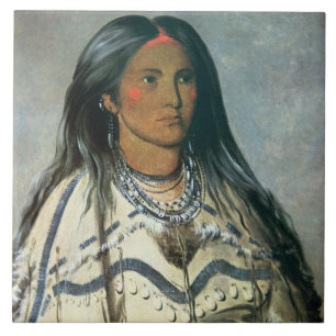 'Mint', a Mandan Indian girl, 1832 (colour litho) Tile