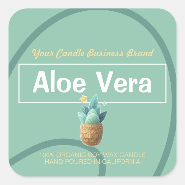 Mint Aloe Vera Cute Style Modern Candles Labels  (Front)