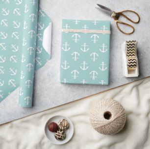 Mint Anchors Pattern Wrapping Paper
