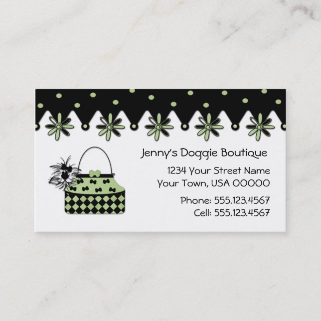 Mint and Black Dog Boutique Business Card (Front)