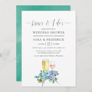 Mint and Blue Boho Brews Before The I Do's Invitation