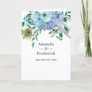 Mint and Blue Boho Floral Wedding Program