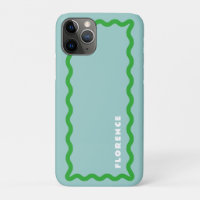 Mint and Bright Green Squiggle with Text