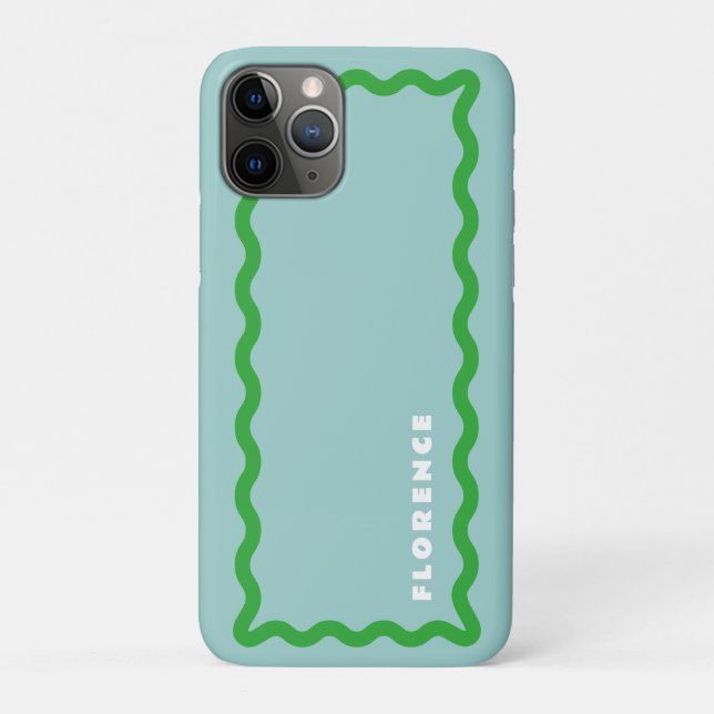 Mint and Bright Green Squiggle with Text Case-Mate iPhone Case (Back)