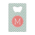 Mint and Coral Chevrons with Custom Monogram