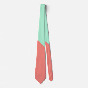 Mint and Coral Colour Block Tie
