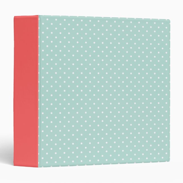 Mint and Coral Cute Tiny Polka Dots Binder (Front/Spine)