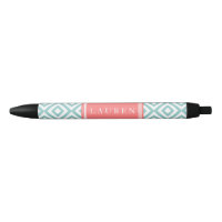 Mint and Coral Diamonds Pattern