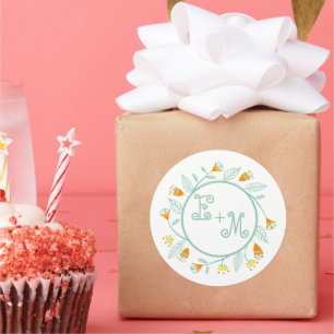 Mint and Coral Floral Wedding Seal