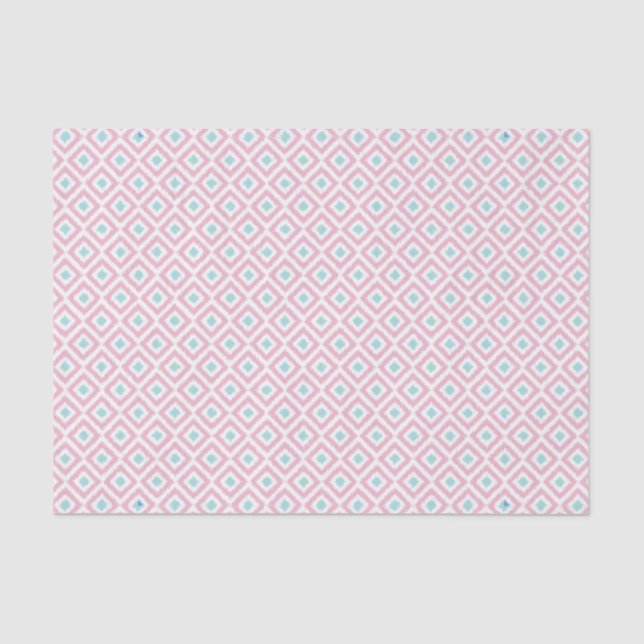 Mint and Coral Ikat Pattern Tissue Paper (Front)