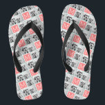Mint and Coral Photo Collage Custom Monogram Flip Flops<br><div class="desc">Use 3 square photos to create a unique and personal gift. Or you can keep the hipster puppy and make a trendy keepsake. If you need to adjust the pictures,  click on the customize tool to make changes.</div>