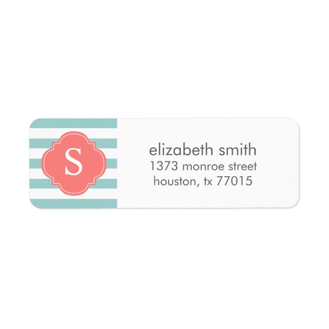 Mint and Coral Stripes Monogram (Front)