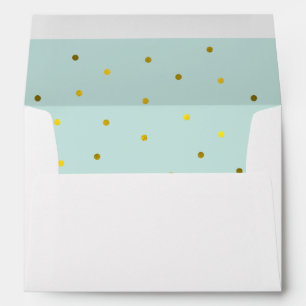 Mint and Faux Gold Foil Dots Envelopes