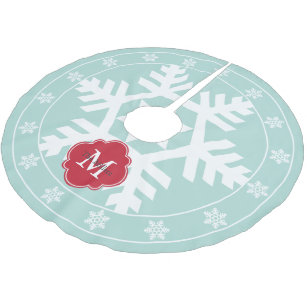 Mint and Festive Red Giant Snowflake Brushed Polyester Tree Skirt