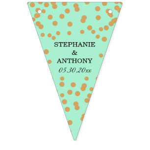 Mint and Gold Confetti Wedding Bunting Flags