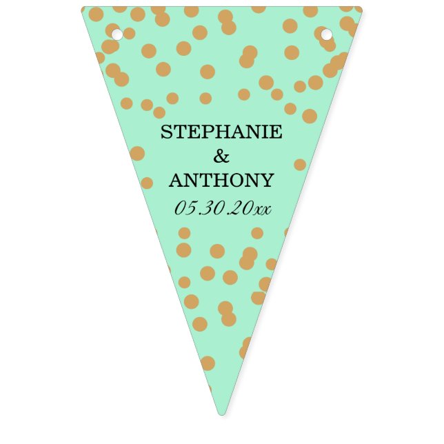 Mint and Gold Confetti Wedding Bunting Flags (Sixteenth Flag)