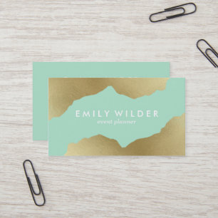 Mint and Gold Dipped Business Card