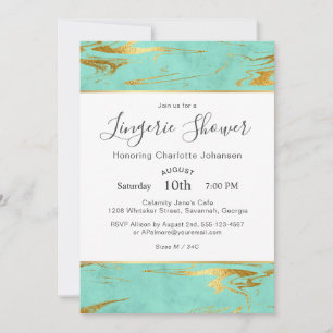 Mint and Gold Faux Foil Lingerie Shower Invitation