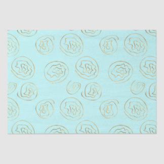 mint and gold faux foil roses tissue paper