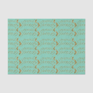 Mint and Gold Glam Watercolor Arrows Tissue Paper