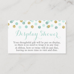 Mint and Gold Glitter Display Shower Insert Cards