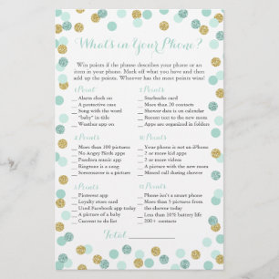 Mint and Gold Glitter What's in Your Phone Game