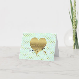 Mint And Gold Heart Polka Dots Party Note Cards