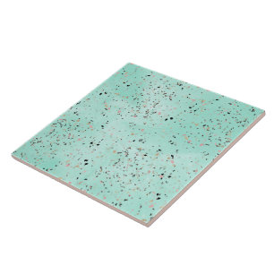 Mint and gold marble terrazzo design Confetti Tile