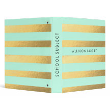 Mint And Gold Personalized Binder