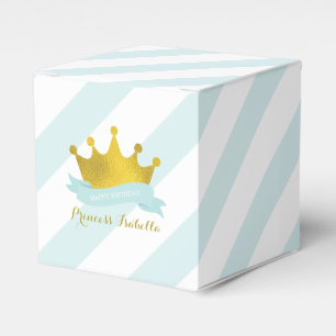 Mint and Gold Princess Tiara Birthday Party Favor Box