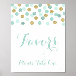 Mint and Gold Shower Favours Please Take One Sign