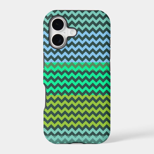 Mint and Green Chevron Zigzag Stripe Pattern (Back)
