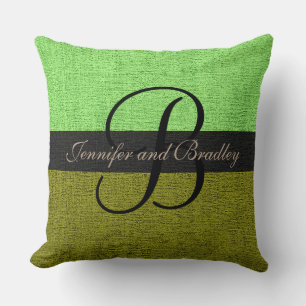 Mint and Green Elegant Monogram Wedding Throw Pillow
