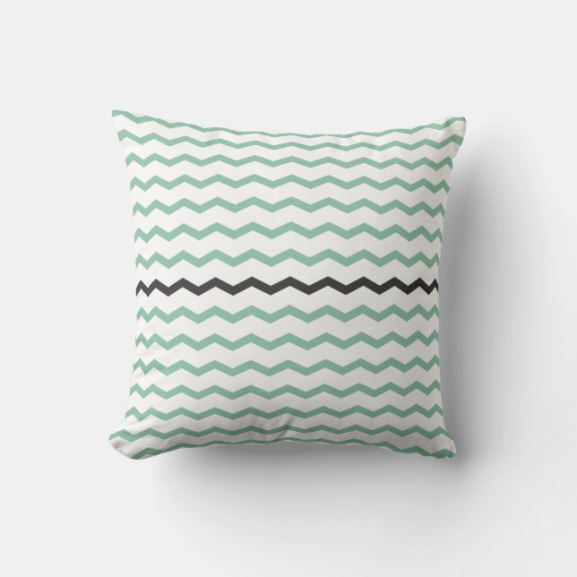 Mint and Grey Chevron Throw Pillow (Front)