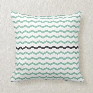 Mint and Grey Chevron Throw Pillow