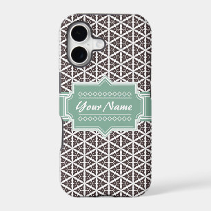 Mint and Grey Floral Trellis Pattern Personalized
