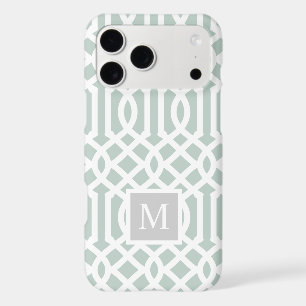 Mint and Grey Trellis Monogram   Editable Colours