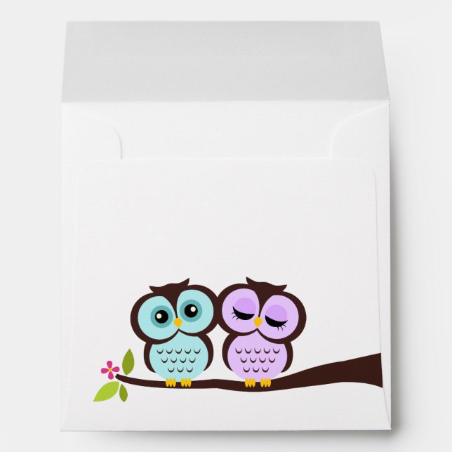 Mint and Lavender Owls Envelope (Back (Bottom))