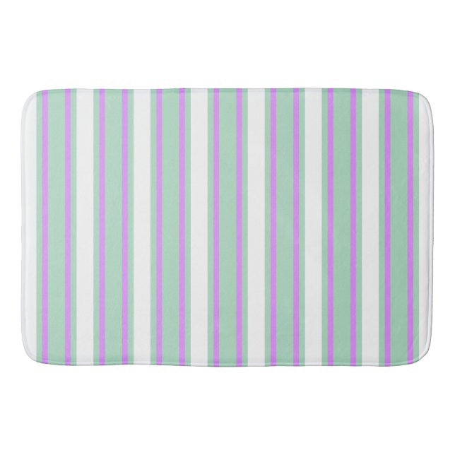 Mint and lilac candy stripes bath mat (Front)