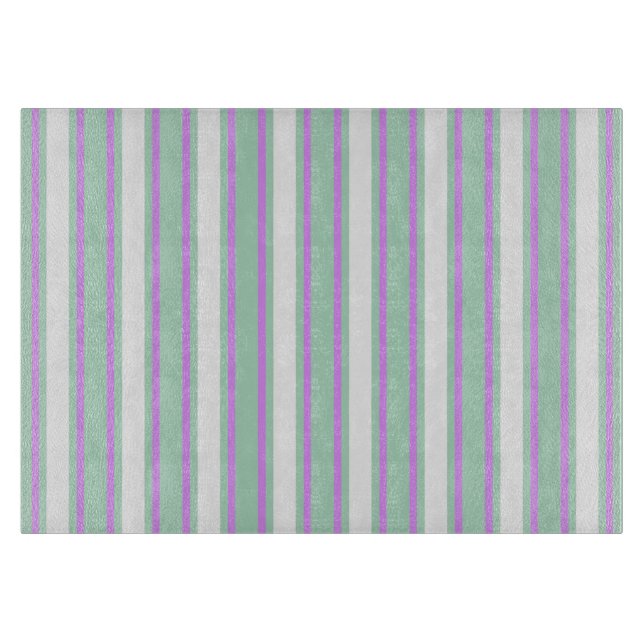 Mint and lilac candy stripes cutting board (Front)