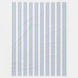 Mint and lilac candy stripes fleece blanket