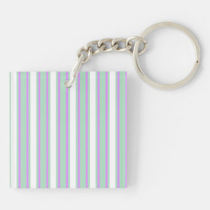 Mint and lilac candy stripes keychain