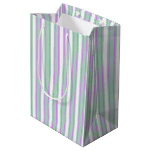 Mint and lilac candy stripes medium gift bag
