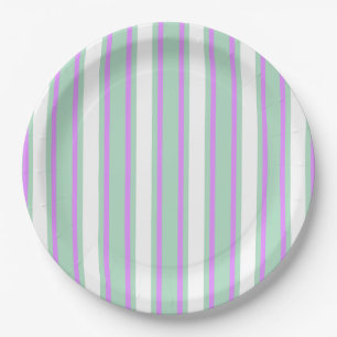 Mint and lilac candy stripes paper plate