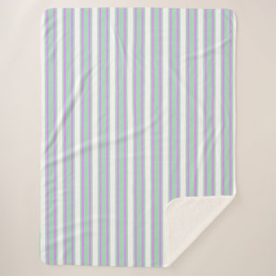 Mint and lilac candy stripes sherpa blanket