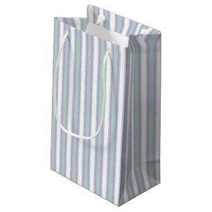 Mint and lilac candy stripes small gift bag
