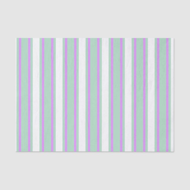 Mint and lilac candy stripes tissue paper (Front)