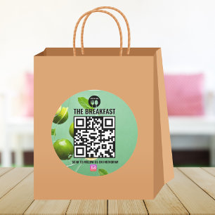 Mint and Lime Modern Business Instagram Qr Code Classic Round Sticker