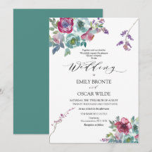 Mint and Mauve Floral Wedding Invitation