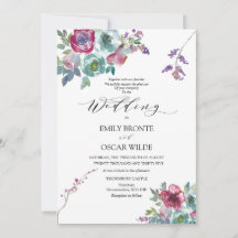 Mint and Mauve Floral Wedding Invitation